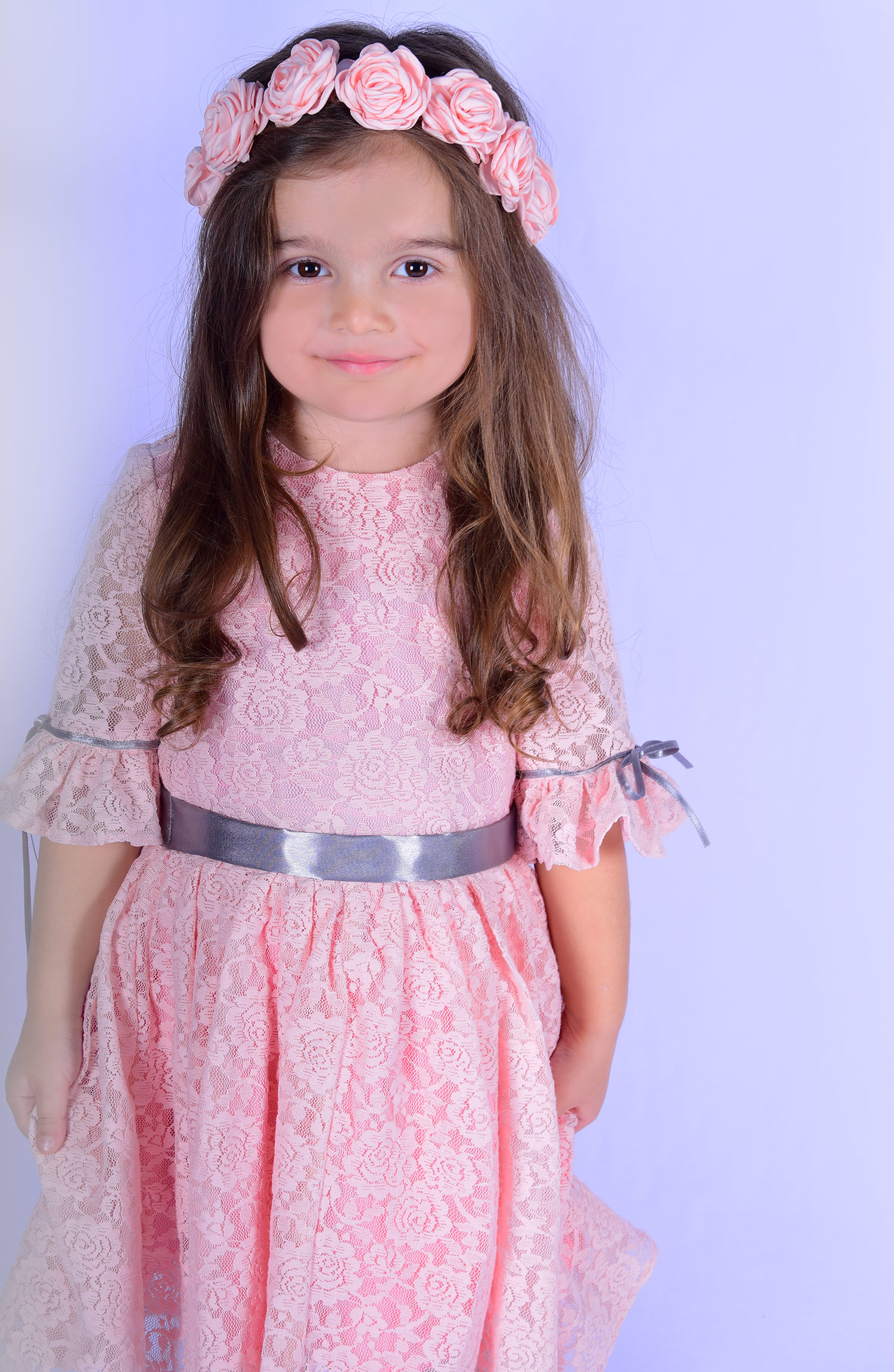 Roze svečana haljina od čipke za devojčice  