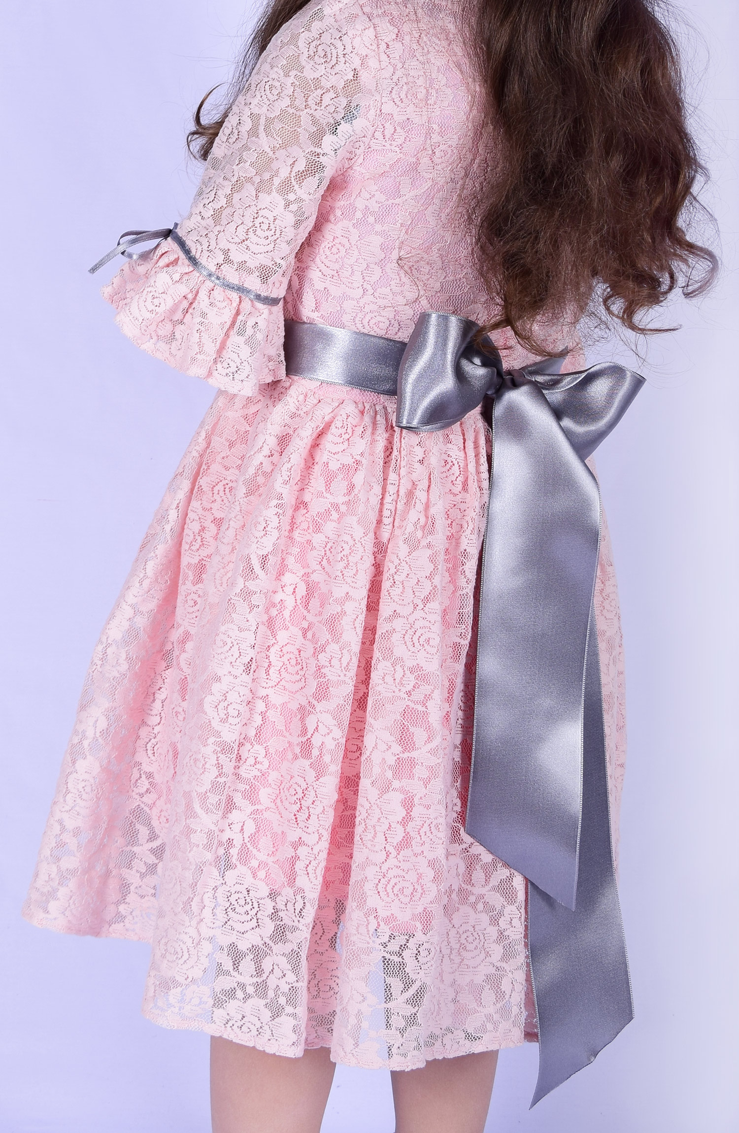 Roze svečana haljina od čipke za devojčice  