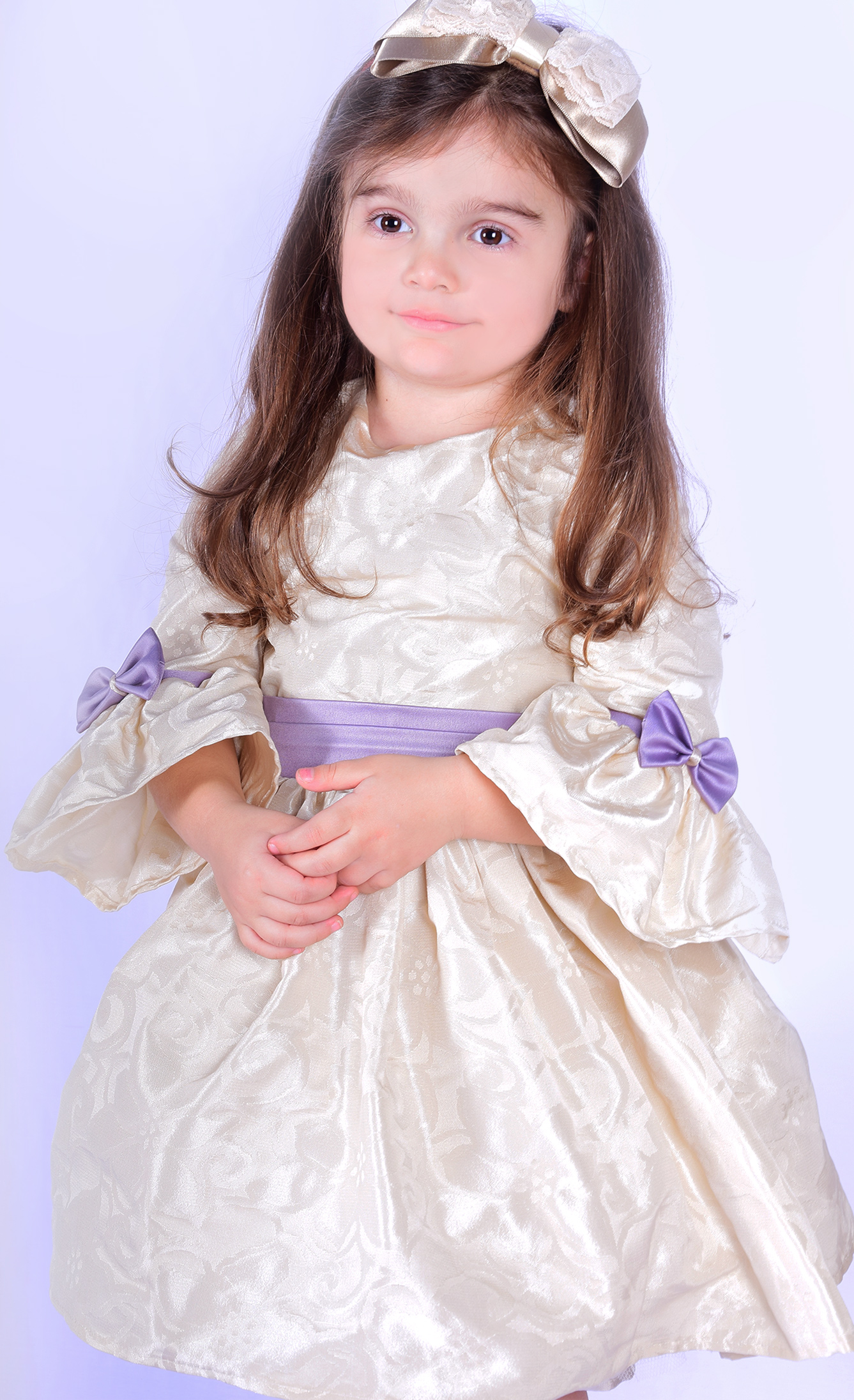 Svečana bež haljina za devojčice od brokata  