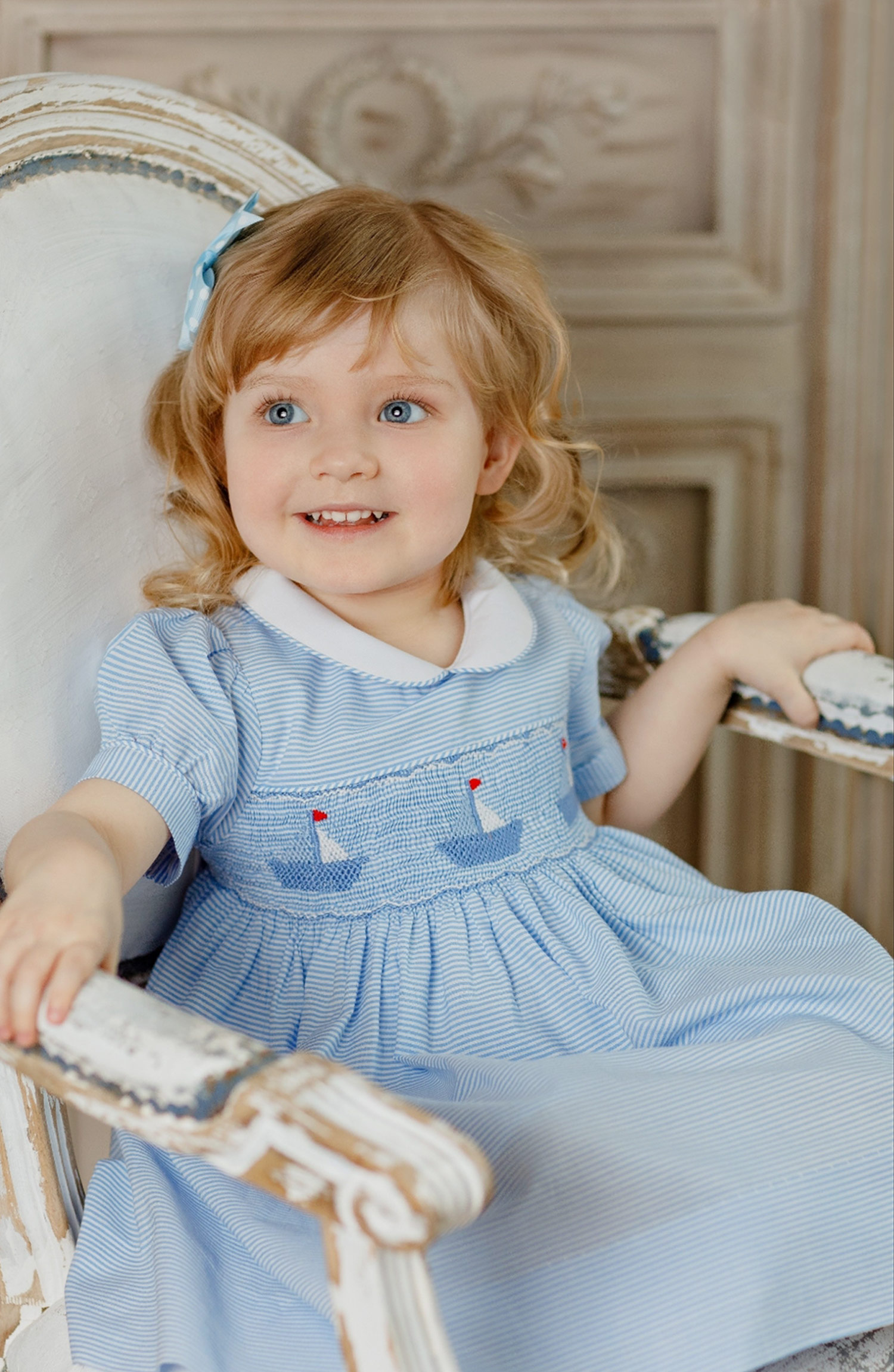 Plava pamučna haljinica  za devojčice   