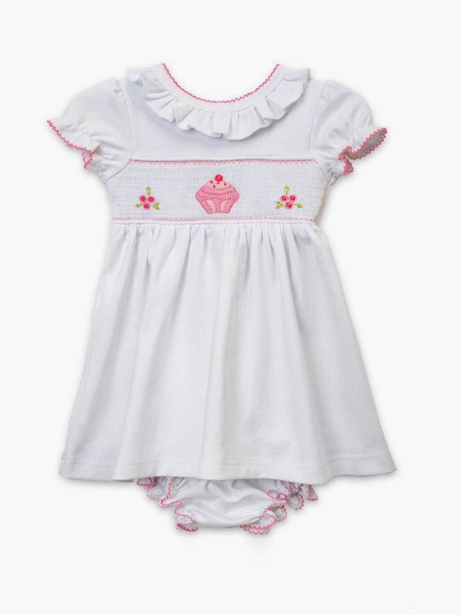 Pamučna bela haljina za devojčice - cupcake 
