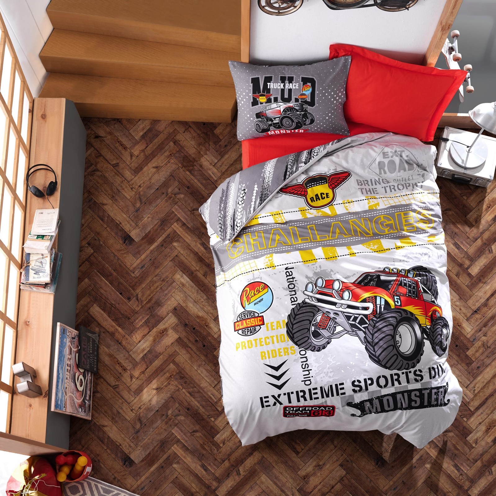 Poklon za dečaka, premium dečija posteljina monster truck 