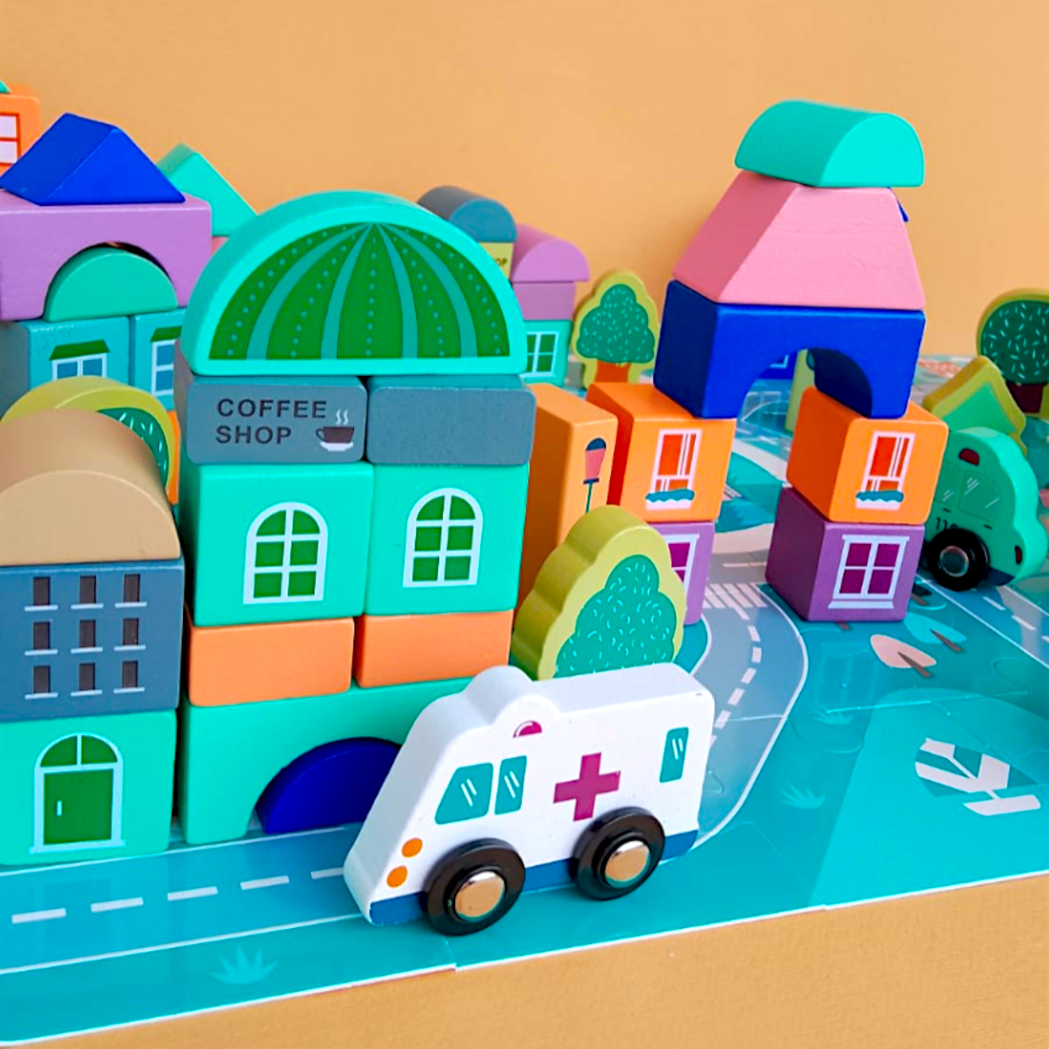 SOVA grad edukativna igračka drvene kocke 