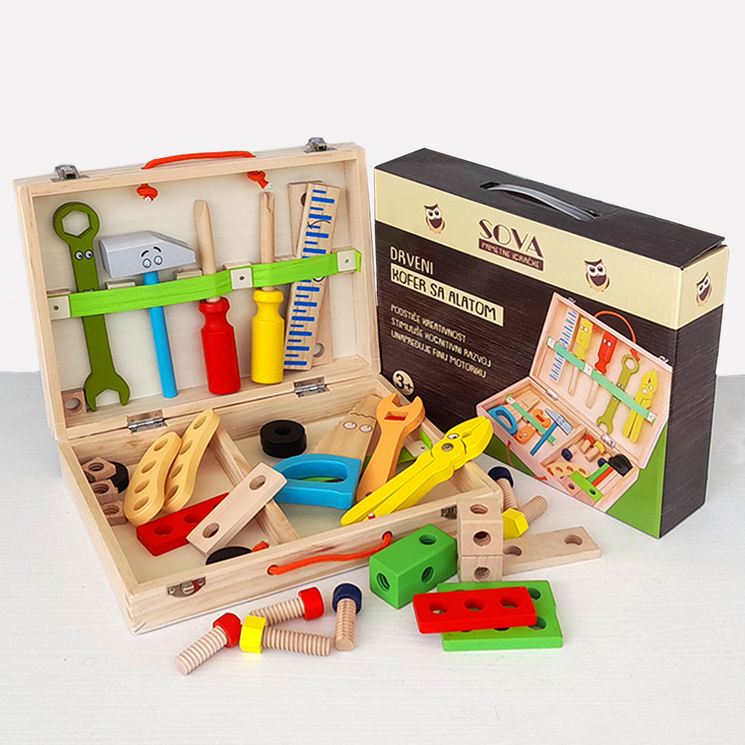 SOVA drveni kofer sa alatom igračka 