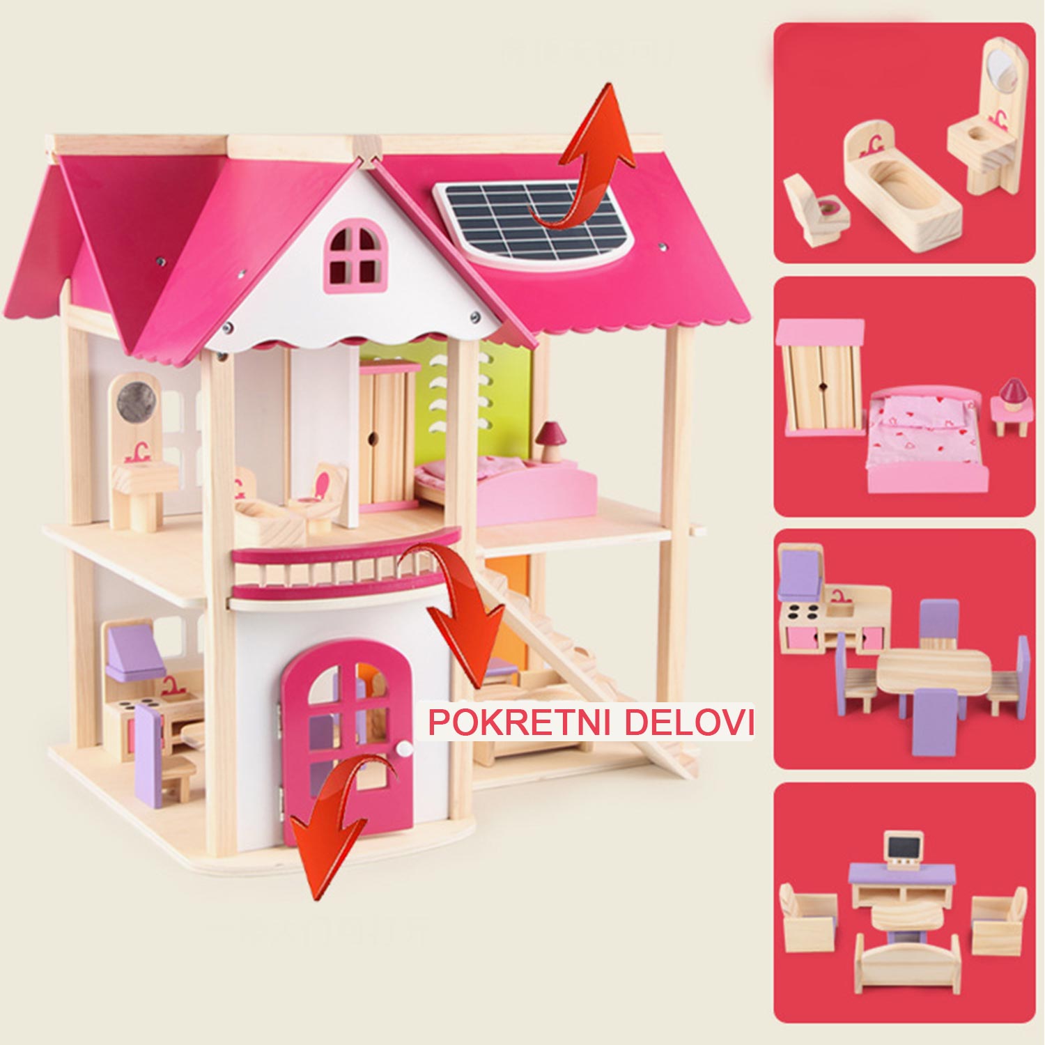 igračka za djevojčice drvena kućica za lutke 