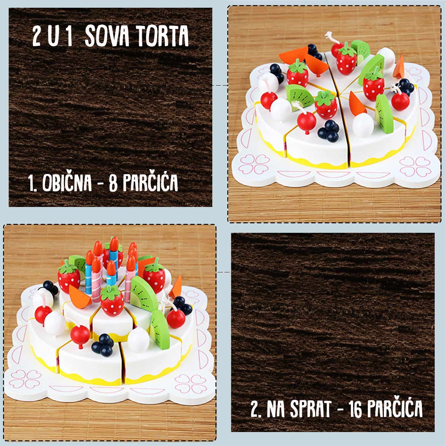 SOVA drvena torta za rođendan poklon za djevojčicu 