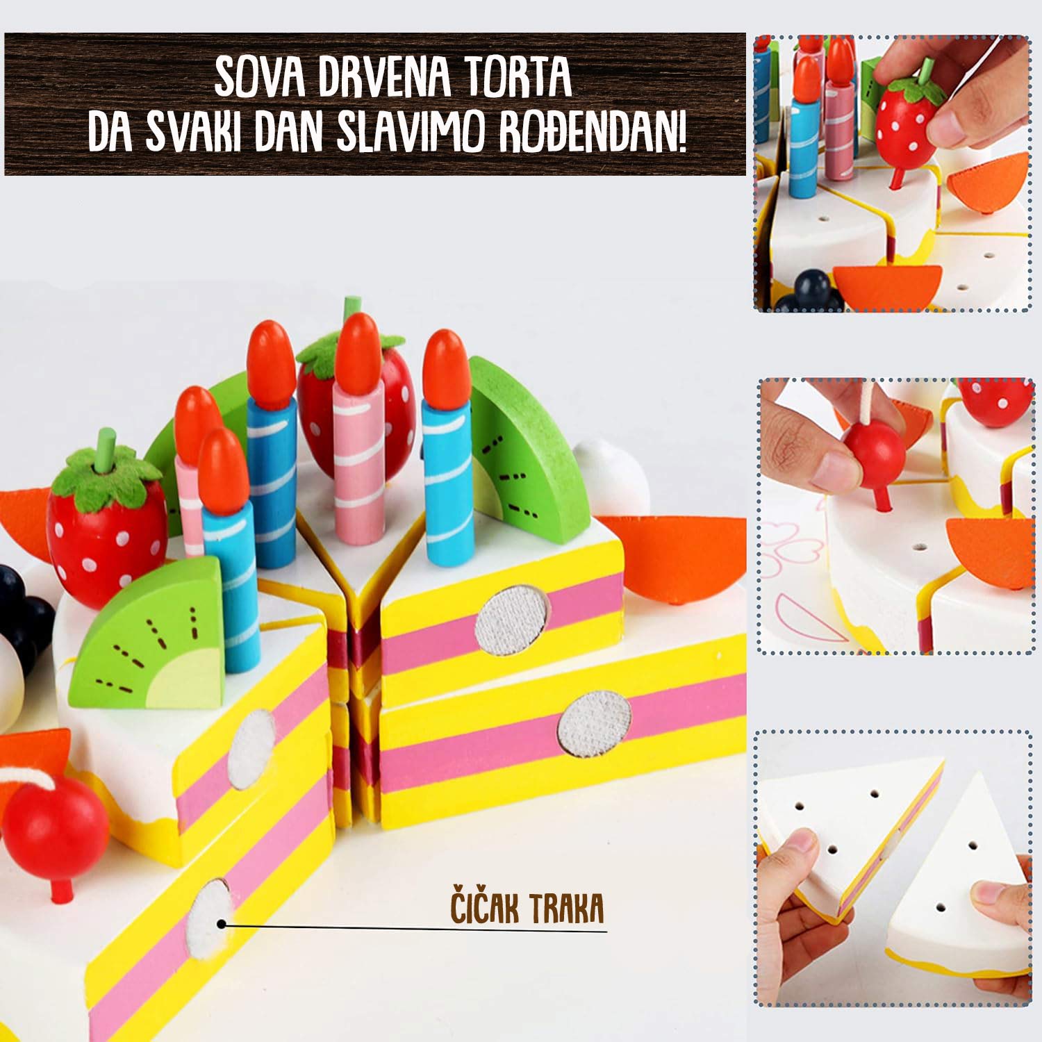 SOVA drvena torta za rođendan poklon za djevojčicu 