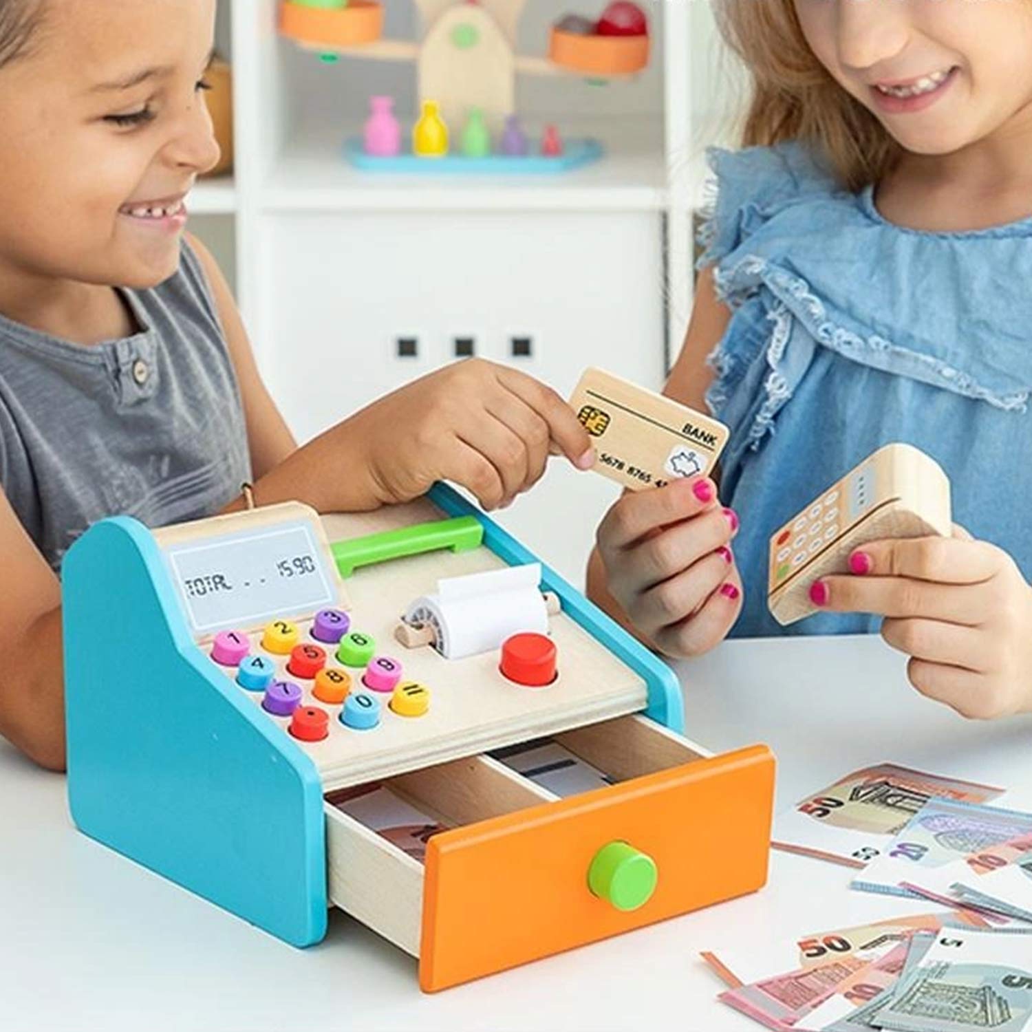 SOVA drvena kasa za prodavnicu edukativna igračka 