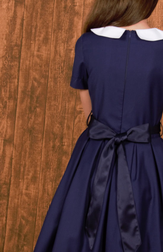 Teget svečana haljina za devojčice u vintaž stilu 