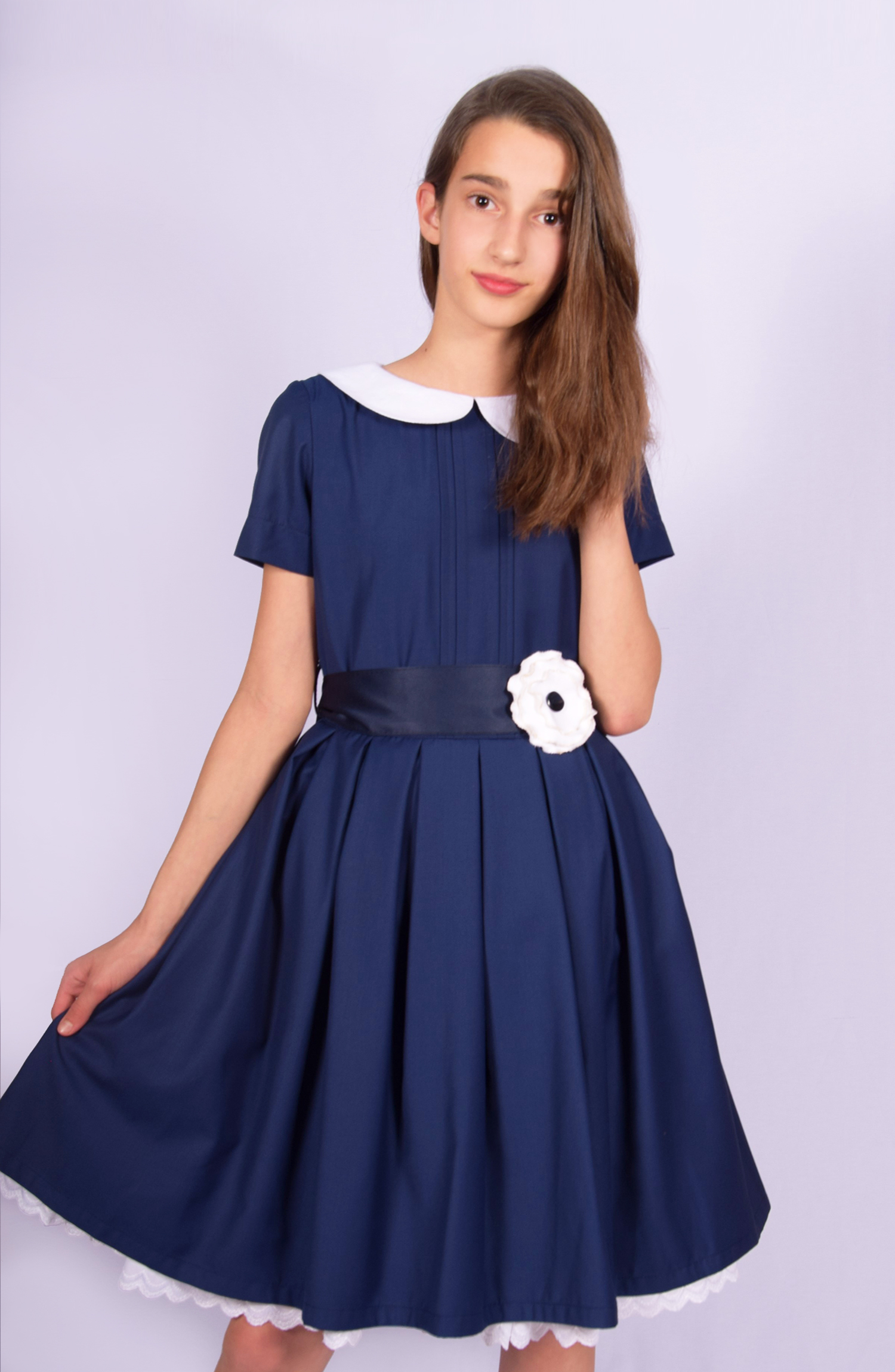 Teget svečana haljina za devojčice u vintaž stilu 