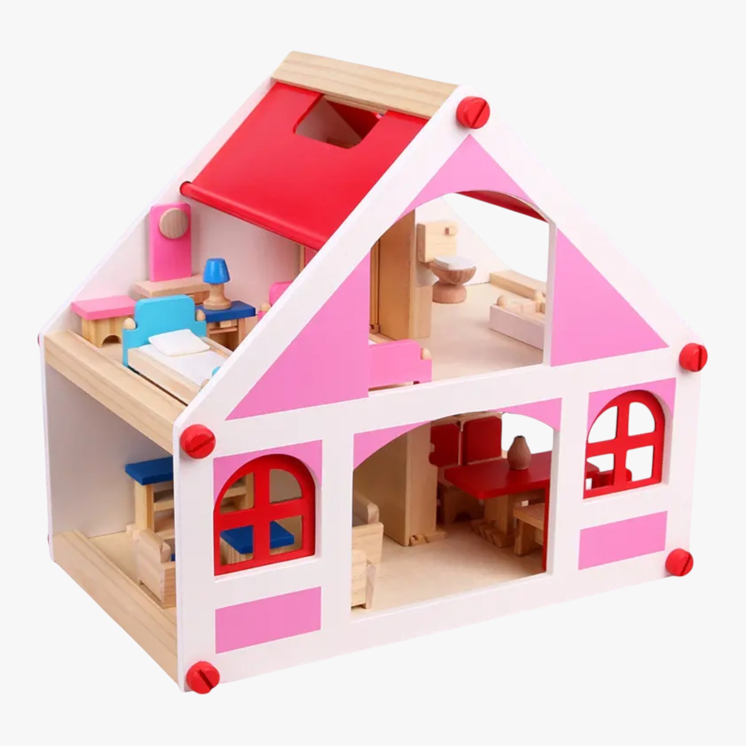 SOVA drvena kućica za lutke, sa namještajem 