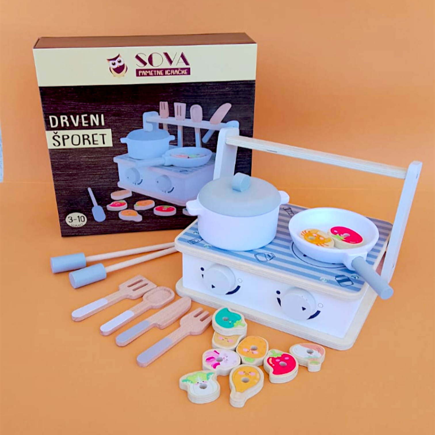 SOVA drveni šporet sa sudovima 