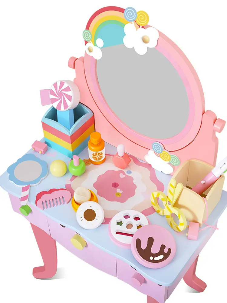 Kozmetički sto i stolica za šmiknanje - šareni, visina 82cm 