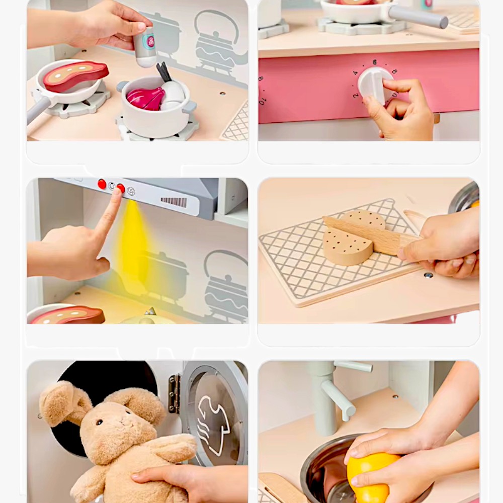 Velika drvena kuhinja sa veš mašinom,   95cm visina 