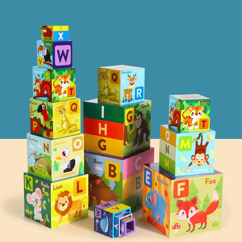 Drvene edukativne kutije sa slovima u bojama duge 