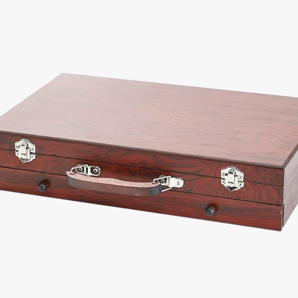 Drveni art set za djecu – 123 komada, trostruki drveni kofer 