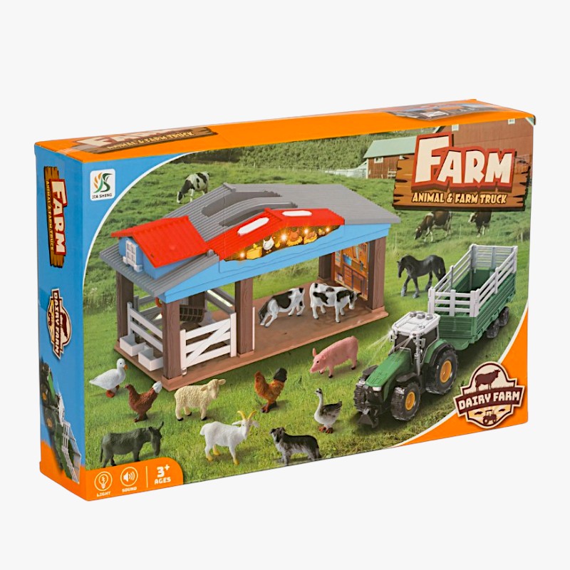 Farma sa traktorom i zivotinjama 