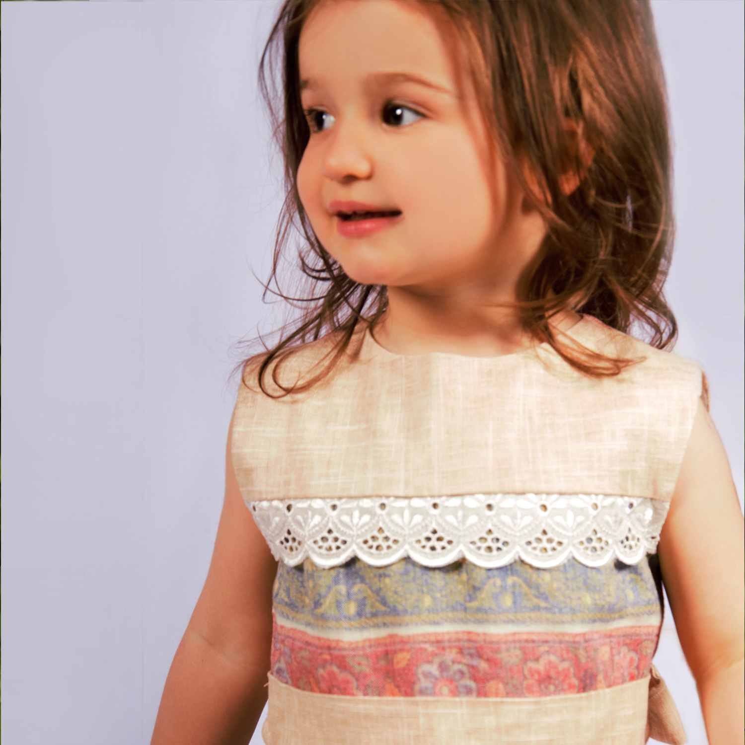 Letnja lanena haljina za devojčice   